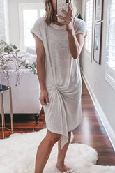 Meridress O Neck Short Sleeves Ruffled Dresses(6 Colors)