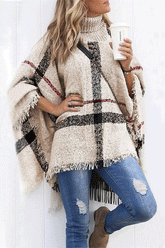 Meridress Chicest Quaste Gitter Umhang Poncho Pullover