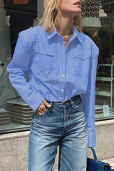 Lässige gestreifte Patchwork-Tops mit Umlegekragen