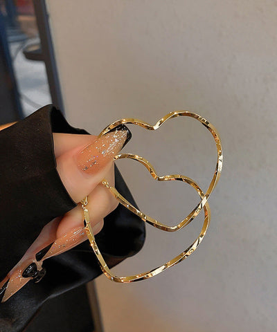 Oversize Gold Sterling Silver Alloy Love Hoop Earrings Oversize Gold Sterling Silver Alloy Love Hoop Earrings