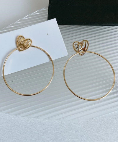 Oversize Gold Copper Overgild Love Hoop Earrings Oversize Gold Copper Overgild Love Hoop Earrings