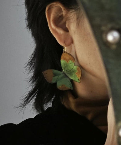 Handmade Green Sterling Silver Overgild Butterfly Drop Earrings Handmade Green Sterling Silver Overgild Butterfly Drop Earrings