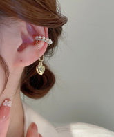 Moderne Tropfenohrringe aus Goldlegierung mit Zirkonia und Perlen