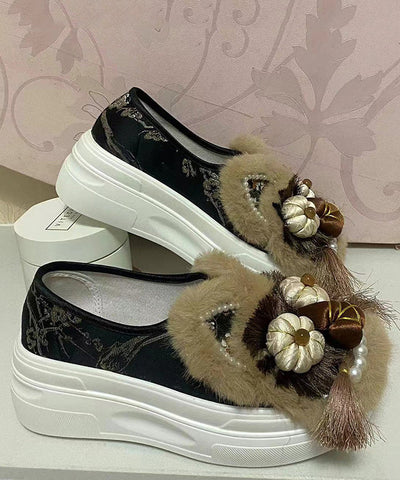 Original Design White Tassel Nail Bead Platform Shoes Original Design White Tassel Nail Bead Platform Shoes