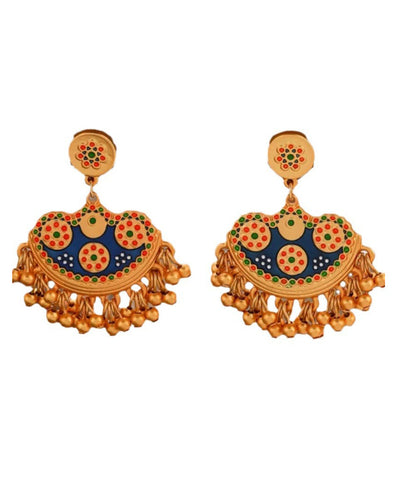 Pendientes colgantes con borlas de esmalte dorado antiguo azul retro  Pendientes colgantes con borlas de esmalte dorado antiguo azul retro
