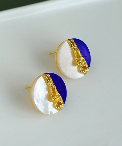 Original Design Multi Sterling Silver Overgild Gem Stone Stud Earrings Original Design Multi Sterling Silver Overgild Gem Stone Stud Earrings