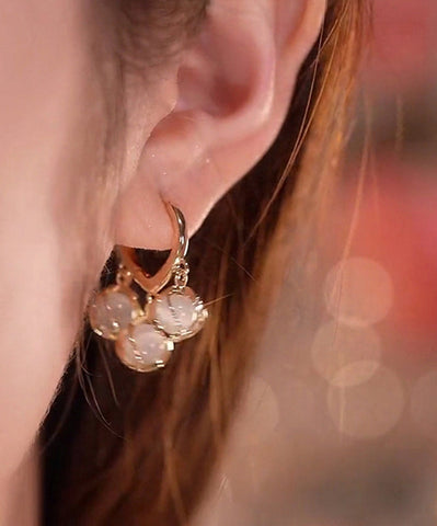 Modern White Sterling Silver Alloy Gem Stone Lily Of The Valley Drop Earrings Modern White Sterling Silver Alloy Gem Stone Lily Of The Valley Drop Earrings