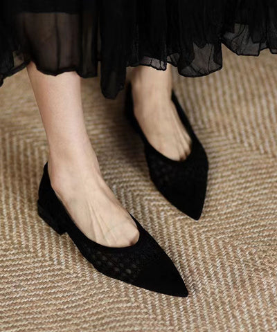Black Hollow Out Breathable Tulle Women Splicing Flats Black Hollow Out Breathable Tulle Women Splicing Flats
