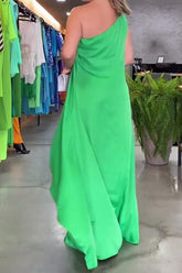Sleeveless one-shoulder maxi dress