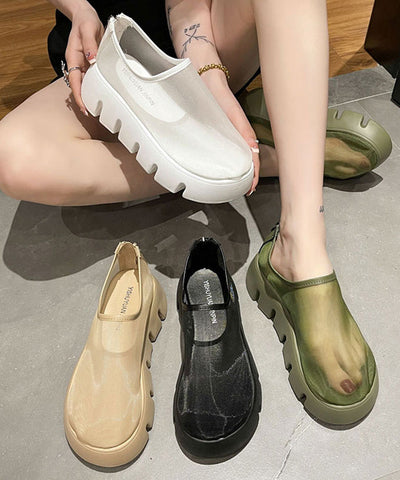 New White Women Platform Tulle Breathable Loafer Shoes New White Women Platform Tulle Breathable Loafer Shoes