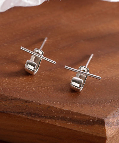 Original Design Silk Sterling Silver Stud Earrings Original Design Silk Sterling Silver Stud Earrings