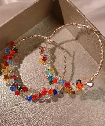 Oversize Gold Copper Overgild Crystal Hoop Earrings Oversize Gold Copper Overgild Crystal Hoop Earrings