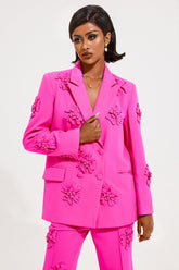 Blazer mit 3D-Blumenmuster und langen Ärmeln