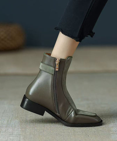 Comfy Stylish Splicing Chunky Boots Green Sheepskin Comfy Stylish Splicing Chunky Boots Green Sheepskin