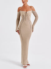 Vestido sexy de manga larga con tirantes, espalda descubierta y aberturas laterales