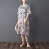 Damen Retro Rundhals Kurzarm Bedrucktes Kleid