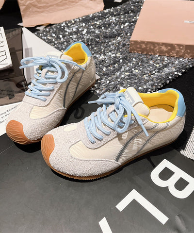 Lässige, bequeme Schnür-Sportschuhe zum Spleißen für Damen, blaues Wildleder  Lässige, bequeme Schnür-Sportschuhe zum Spleißen für Damen, blaues Wildleder