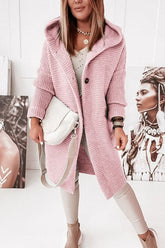 Suéter de punto con capucha y cuello de capucha para mujer