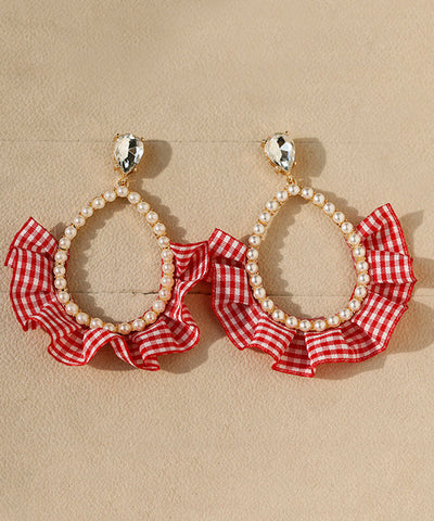 New Red Sterling Silver Overgild Crystal Pearl Water Drop Drop Earrings New Red Sterling Silver Overgild Crystal Pearl Water Drop Drop Earrings