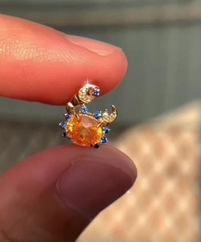 Novelty Blue Alloy Zircon Crab Stud Earrings Novelty Blue Alloy Zircon Crab Stud Earrings