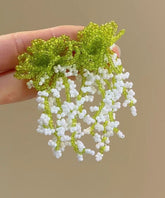 Chic Colorblock Beading Floral Tassel Drop Earrings