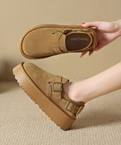 New Comfortable Brown Splicing Platform Loafer Shoes New Comfortable Brown Splicing Platform Loafer Shoes