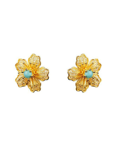 Original Designer Blue Sterling Silver Overgild Turquoise Earrings Original Designer Blue Sterling Silver Overgild Turquoise Earrings