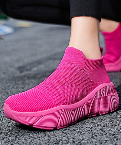 Orange Elastic Fabric Platform Sport Shoes For Women Orange Elastic Fabric Platform Sport Shoes For Women
