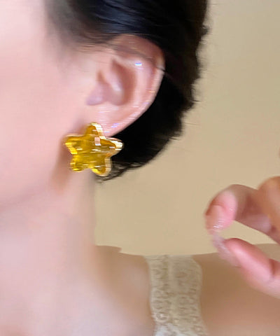 New Yellow Alloy Resin Star Stud Earrings New Yellow Alloy Resin Star Stud Earrings