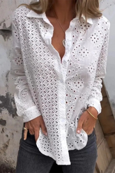 Blusas casuales de color sólido con cuello vuelto y aberturas (7 colores)