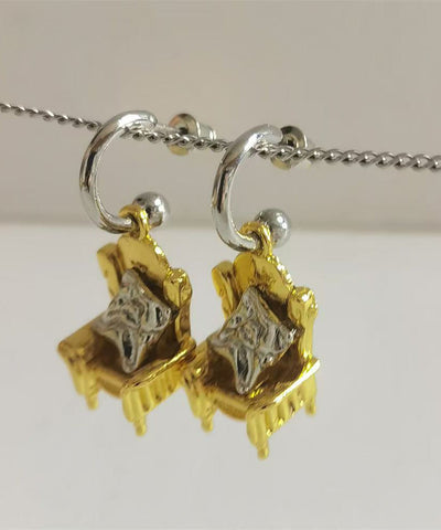 Original Design Gold Sterling Silver Overgild Sofa Style Drop Earrings Original Design Gold Sterling Silver Overgild Sofa Style Drop Earrings