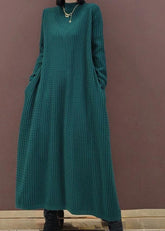 Vestido suéter grueso de cuello redondo, vestido de punto vintage divertido