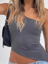 Camisetas sin mangas ajustadas de un solo hombro para mujer, verano 2024, top corto informal sin espalda, camiseta básica Y2K, ropa de calle