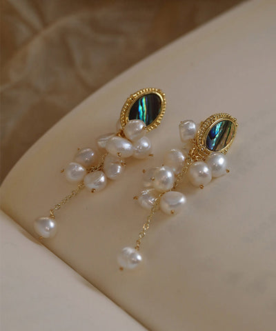 Original Design Gold Sterling Silver Alloy Pearl Tassel Drop Earrings Original Design Gold Sterling Silver Alloy Pearl Tassel Drop Earrings