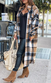 Modische, lässige Oberbekleidung mit karierten Taschen und Knöpfen, Hemdkragen (5 Farben)