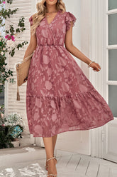 Vestido floral sin mangas con cuello en V