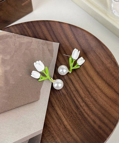 Niche Design Sterling Silver Alloy Tulip Pearl Earrings Women's Fashion Niche Design Sterling Silver Alloy Tulip Pearl Earrings Women's Fashion