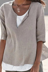 Modische, schlichte Oberteile mit V-Ausschnitt und einfarbigem Patchwork (12 Farben)