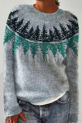 Meridress Pullover mit Rundhalsausschnitt und Farbblockmuster (in 4 Mustern)