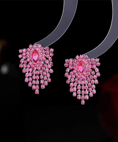 Novelty Purple Alloy Crystal Tassel Stud Earrings Novelty Purple Alloy Crystal Tassel Stud Earrings