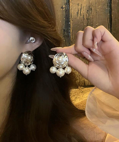 Original Design White Alloy Pearl Stud Earrings Original Design White Alloy Pearl Stud Earrings