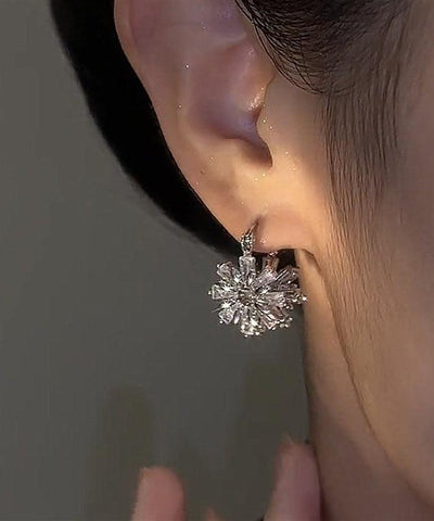 Pendientes de aro de nieve con circonitas de cobre y seda de moda  Pendientes de aro de nieve con circonitas de cobre y seda de moda