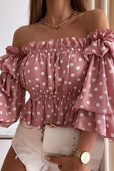 Tops con hombros descubiertos, abertura y estampado de moda urbana