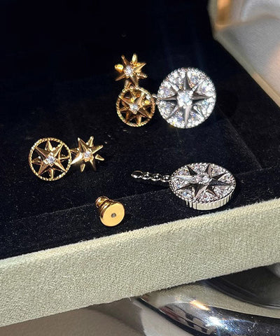 New Colorblock Copper Overgild Eight Pointed Star Stud Earrings New Colorblock Copper Overgild Eight Pointed Star Stud Earrings