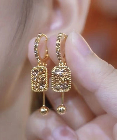 Novelty Coffee Sterling Silver Overgild Zircon Crystal Tassel Drop Earrings Novelty Coffee Sterling Silver Overgild Zircon Crystal Tassel Drop Earrings