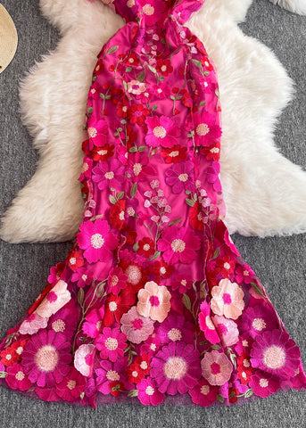 Fashion Rose O-Ausschnitt schmeichelnde Tüll Maxi Kleider Sommer  Fashion Rose O-Ausschnitt schmeichelnde Tüll Maxi Kleider Sommer