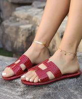 Fashion Style Rote Flats Slide Sandalen Peep Toe