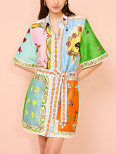 Vestido corto tipo cárdigan con estampado étnico único