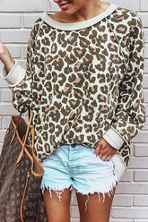 Sudadera con capucha Meridress de manga larga y cuello redondo con estampado de leopardo sexy