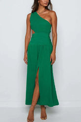 Meridress – Ärmelloses Strandkleid mit One-Shoulder-Träger und Cut-Out-Schlitz